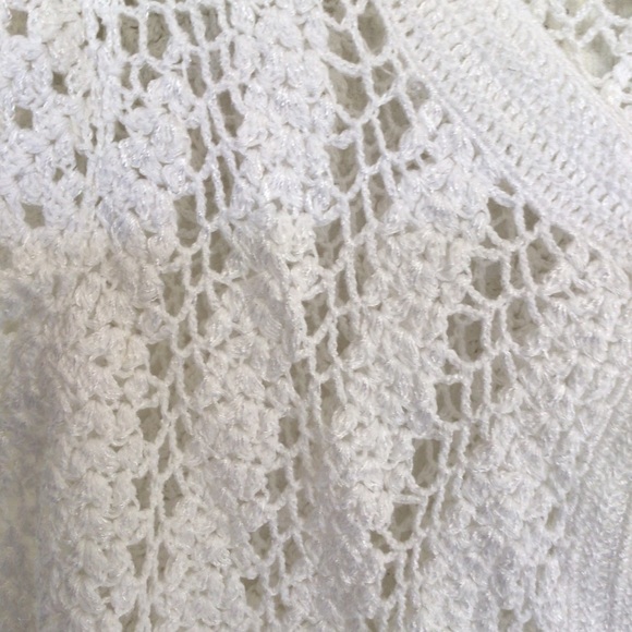 WHITE HOUSE BLACK MARKET WHITE CROCHET CARDIGAN SIZE LARGE - Picture 7 of 10